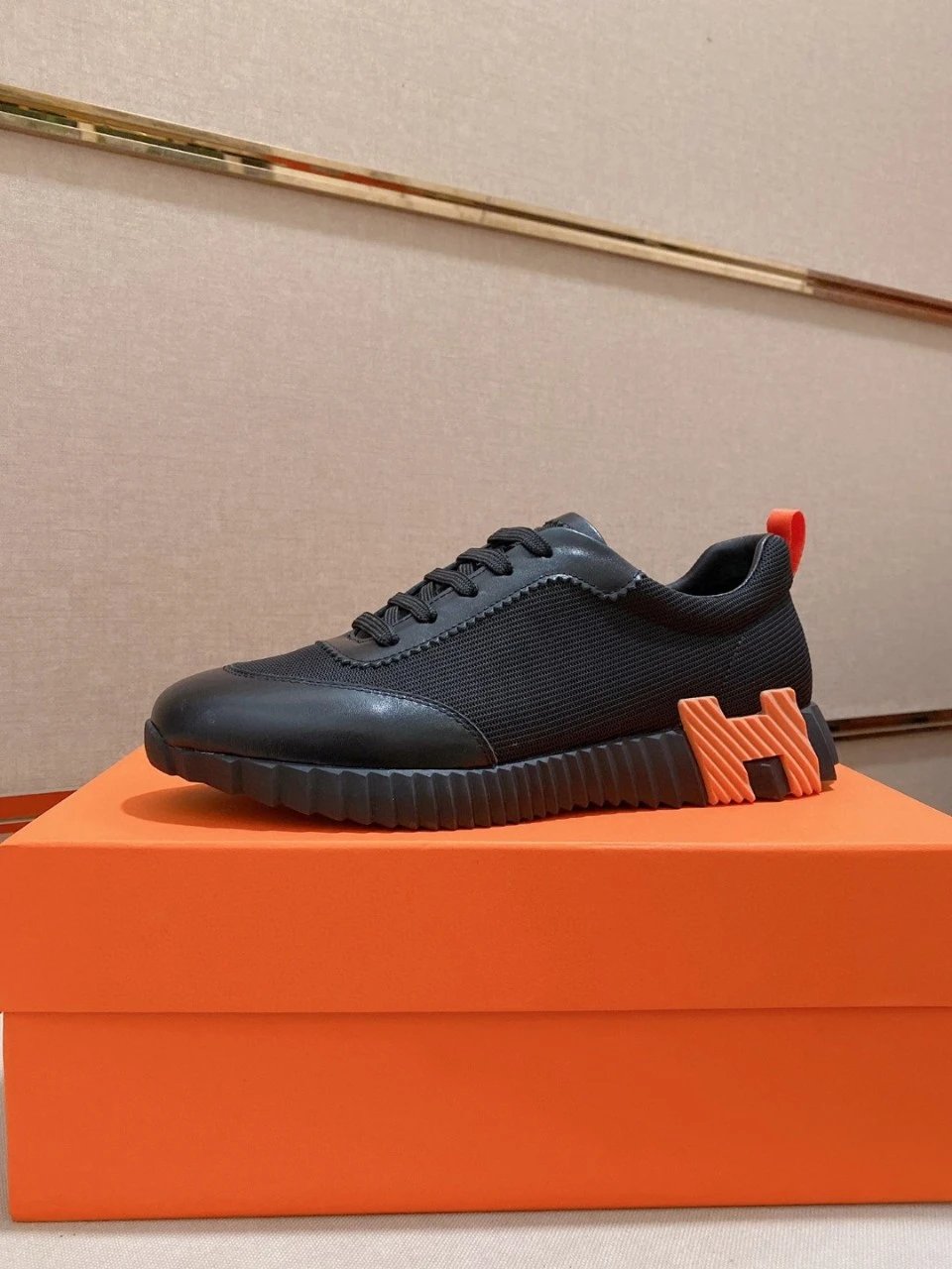 Black skin and orange letters