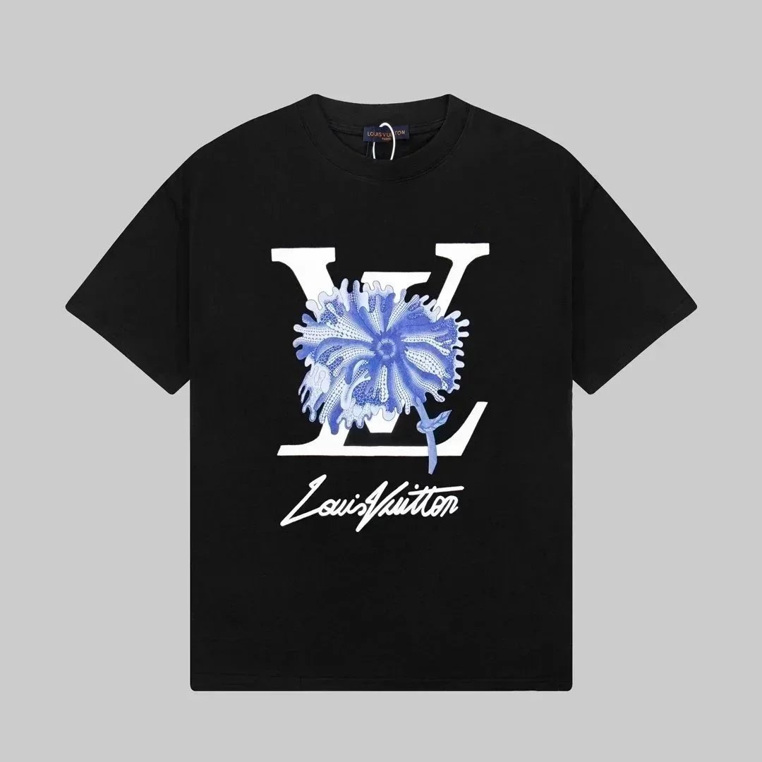 Black Blue Flower Label 002