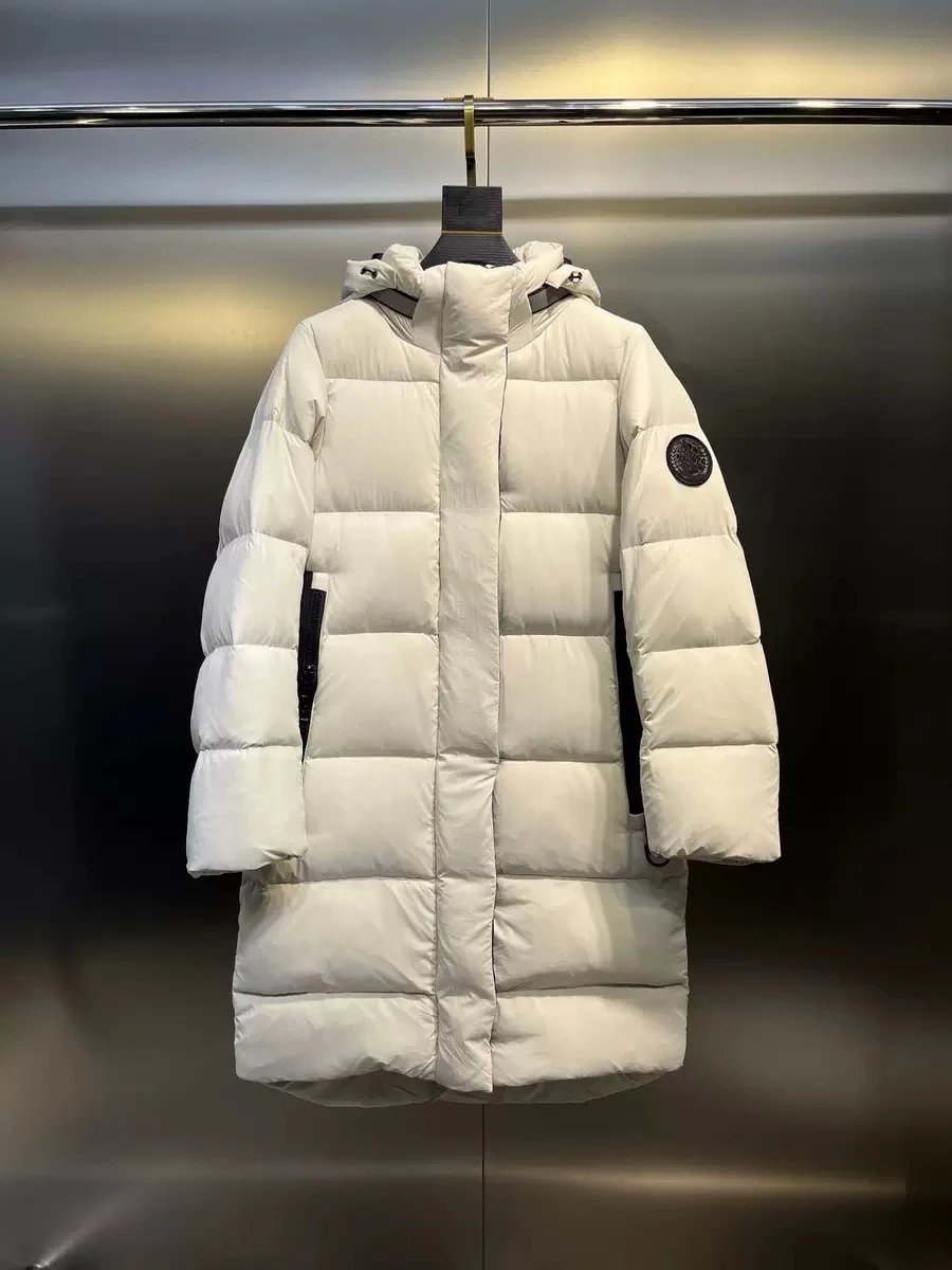 Canada goose最高品质<90%白绒长款白色-灰色袖标